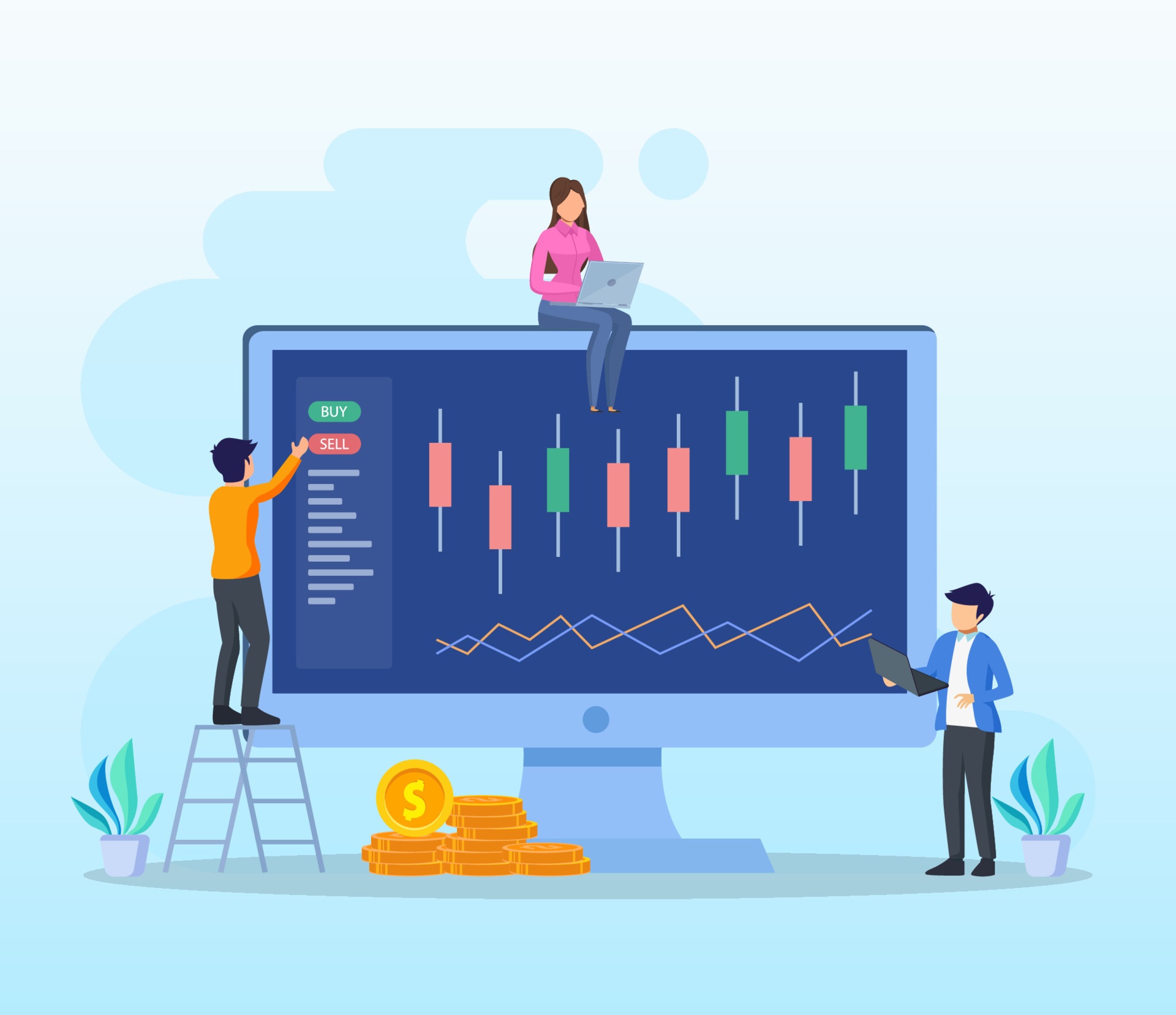 About online trading concept forex trading strategy investing in stocks flat free vector